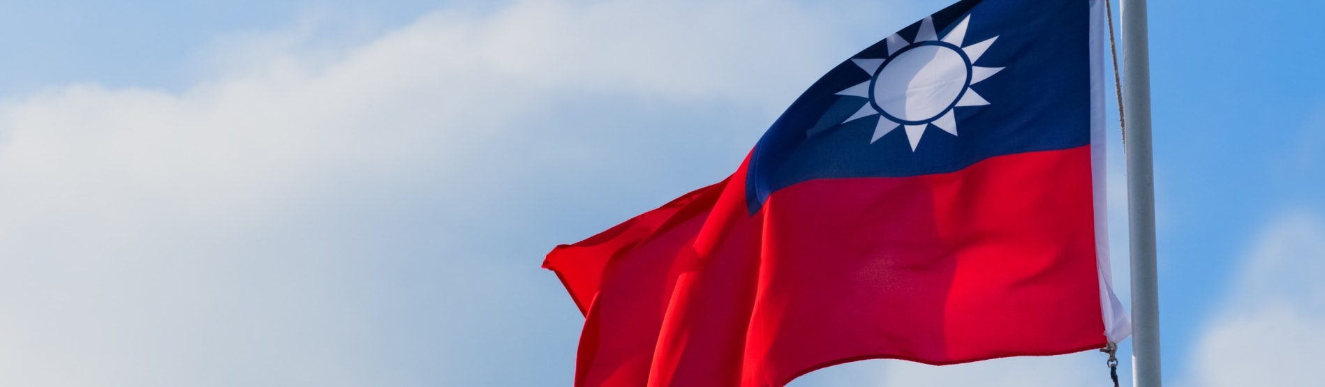 Taiwanese flag blowing in the breeze.