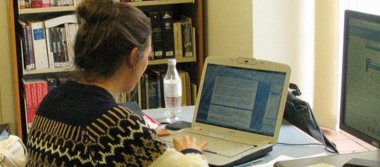Student studying in the Miners' Library
