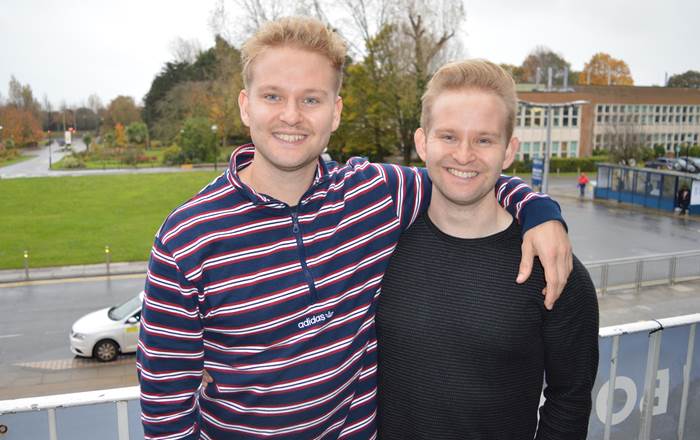 Alex (left) and Will Carroll-Adams who are now both studying medicine at Swansea University Medical School.