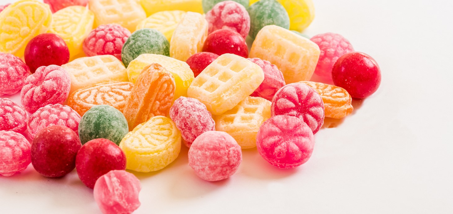 Image shows brightly coloured sweets.