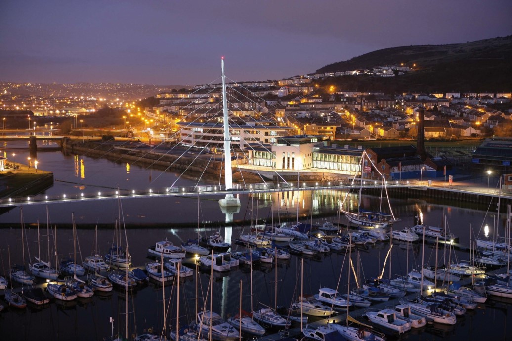 Swansea city by night