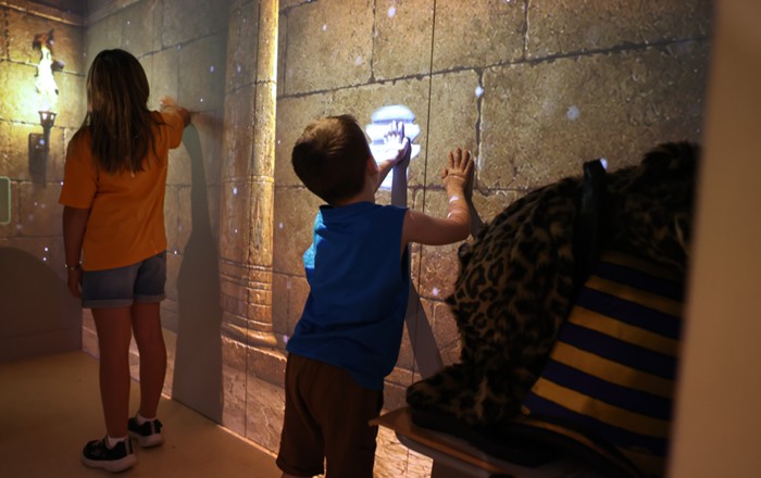 A young boy inside the Egypt Centre