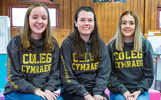 Three Coleg Cymraeg Ambassadors from Swansea University