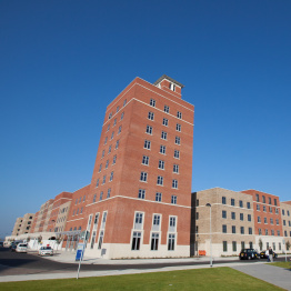 An image of the outside of the student accommodation on Bay Campus.