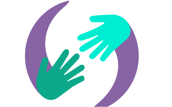 two colourful hands making a circle