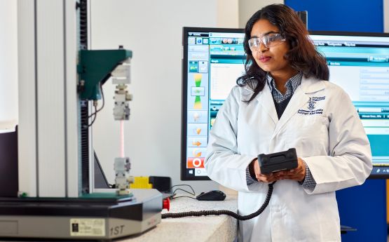 Lady using a medical device