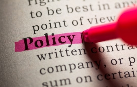 Policy highlighted in dictionary