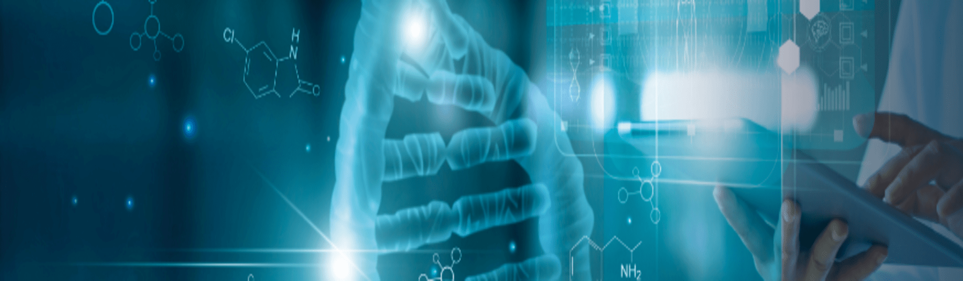 Medical researchers conduct an experiment in the lab. 