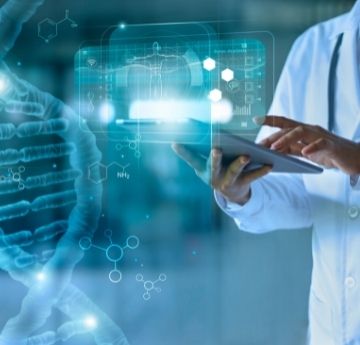 A white shirt sleeve stands out against a blue background. 