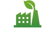 Graphic of a factory and a leaf