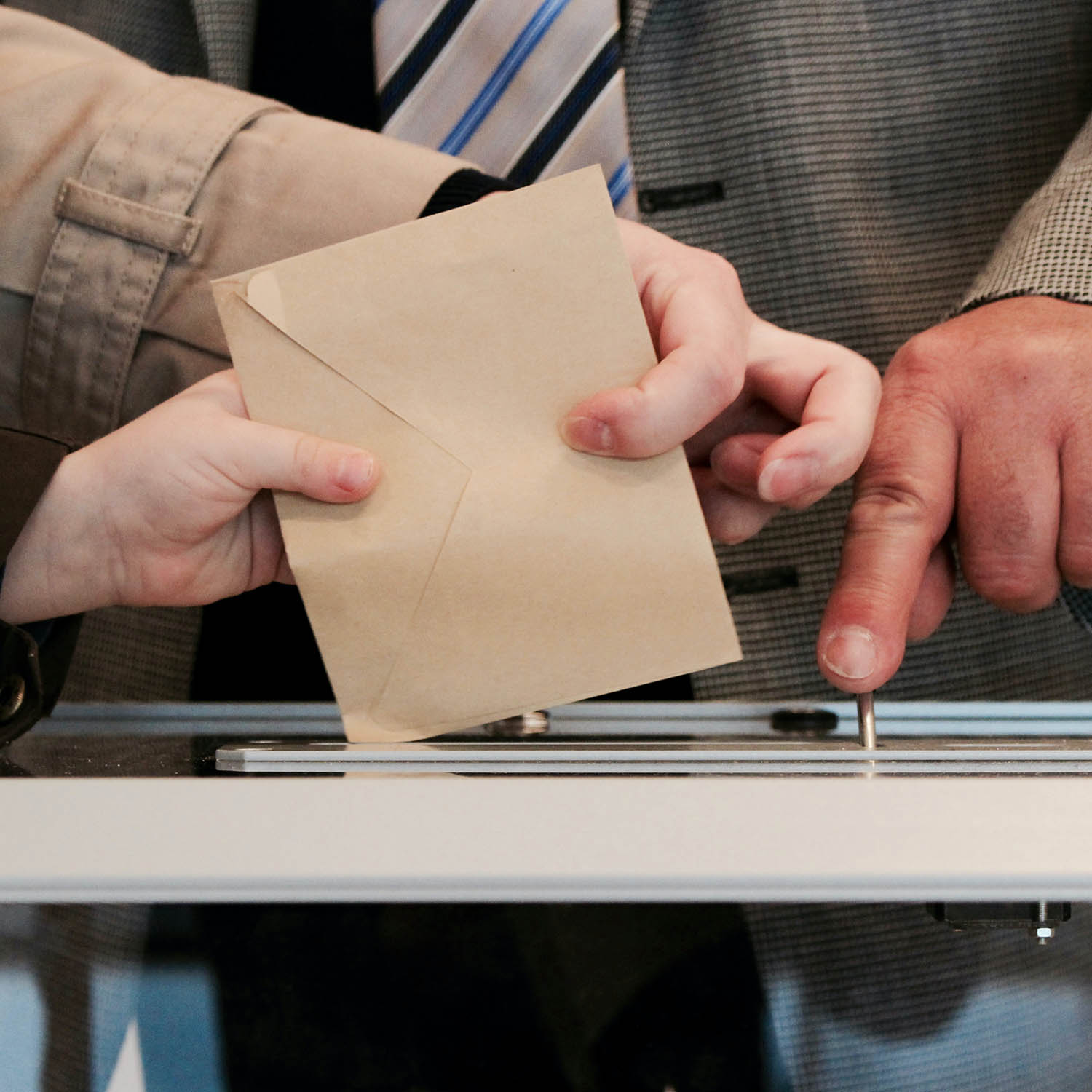 A person voting