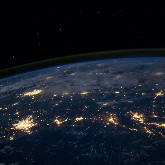 Lit up areas on the Earth as seen from space