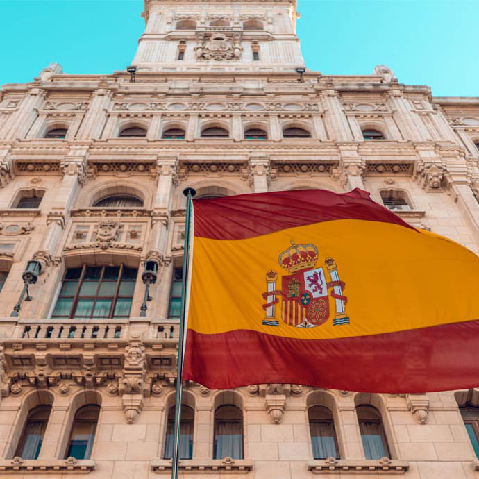 A spanish flag on a building