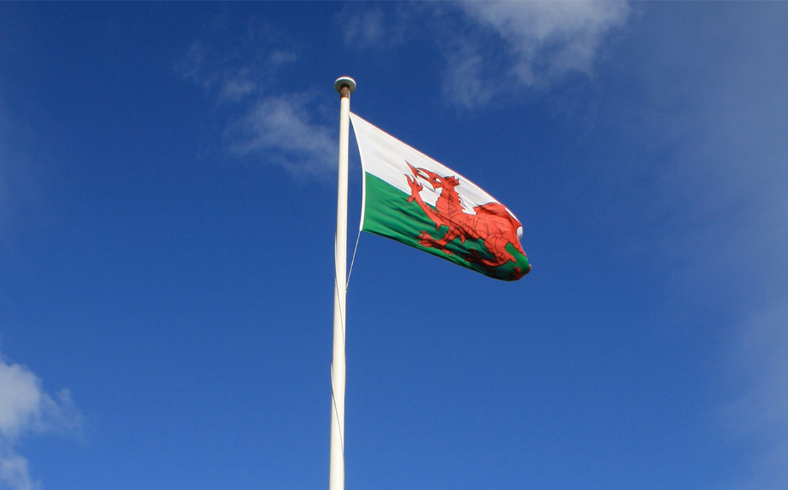 Welsh flag atop a castle
