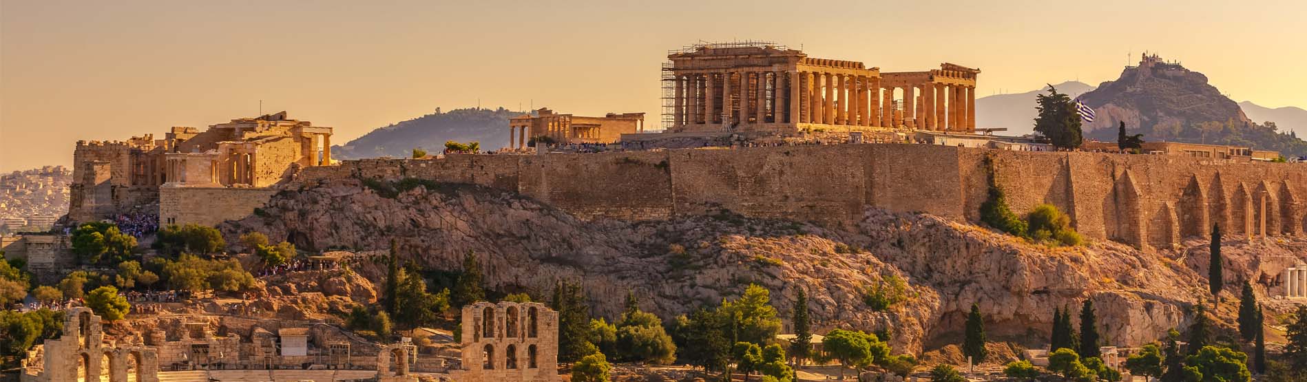 image of old buildings in Greece during the sunrise
