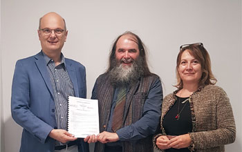 From left to right: Patrick Gros, Director of Inria Grenoble-Rhone Alpes Research Centre; Alan Dix, Director of the Computational Foundry, Swansea University; Isabelle Hurley, Head of Department for International Trade, Lyon