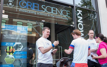 Staff at Oriel Science in the city centre welcoming members of the public to the gallery