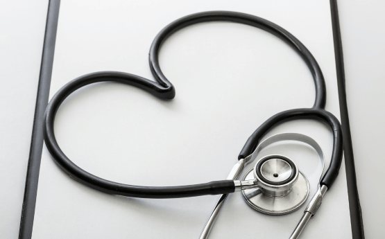 A stethoscope in the shape of a heart.