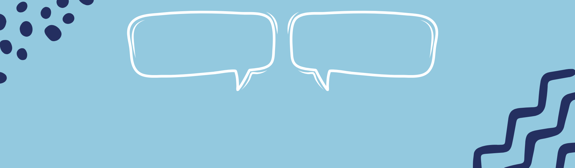 Outline of speech bubbles on a light blue background