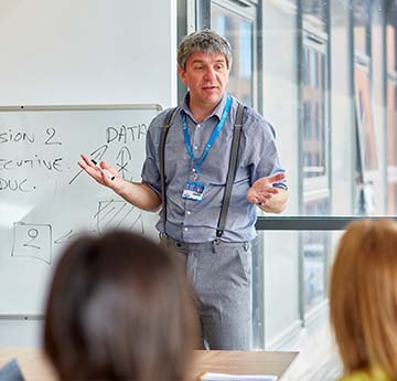 A lecturer teaching