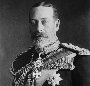 A black and white portrait of King George V 