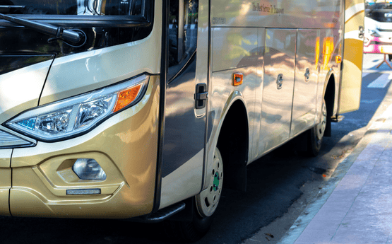 Bus on road. 