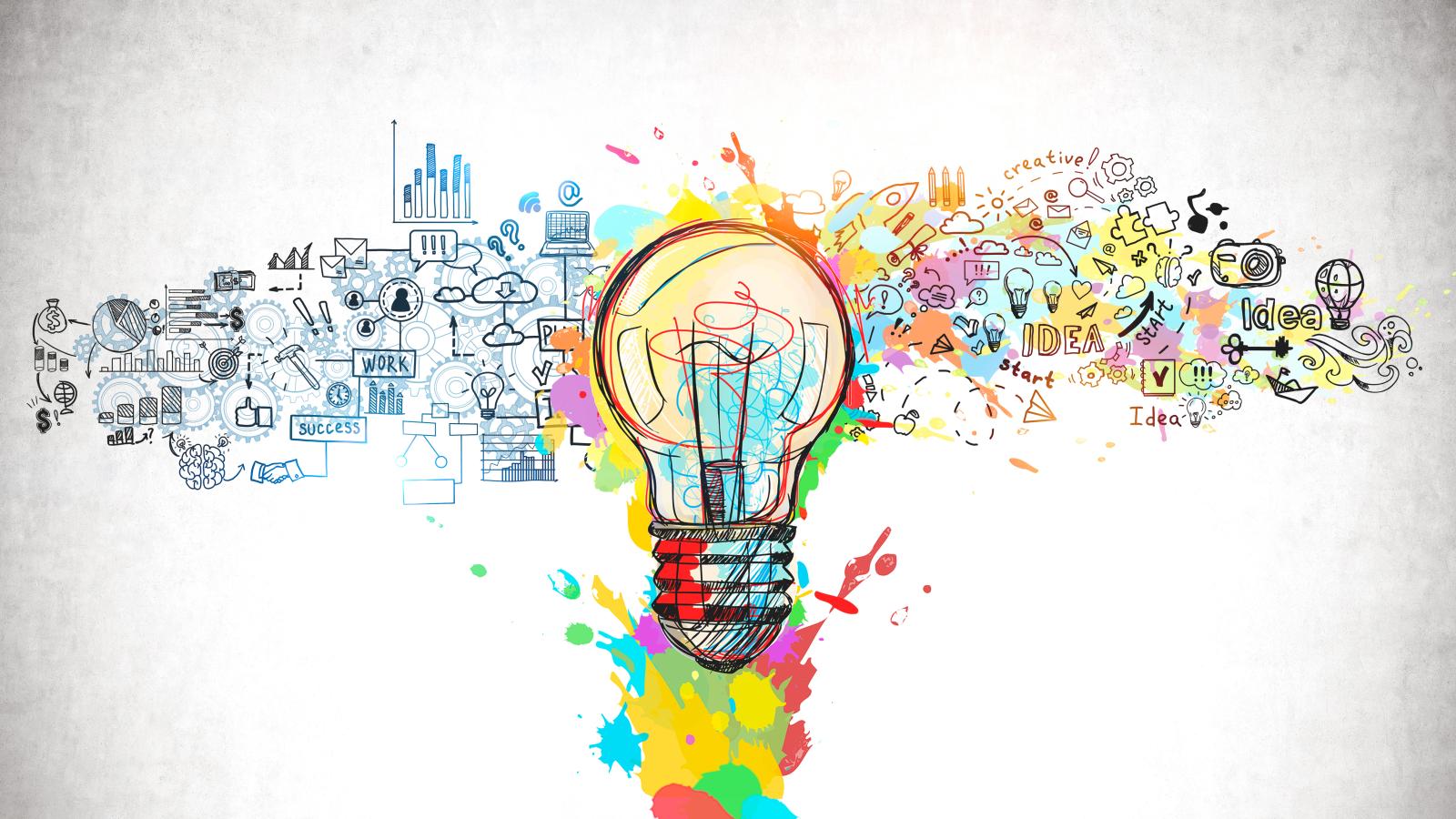 Illustration of creativity using a light bulb