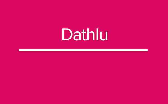 Logo Dathlu mewn coch