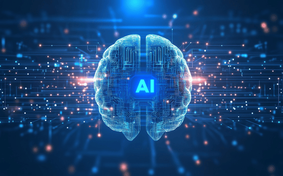 Ymenydd digidol gyda'r llythrennau 