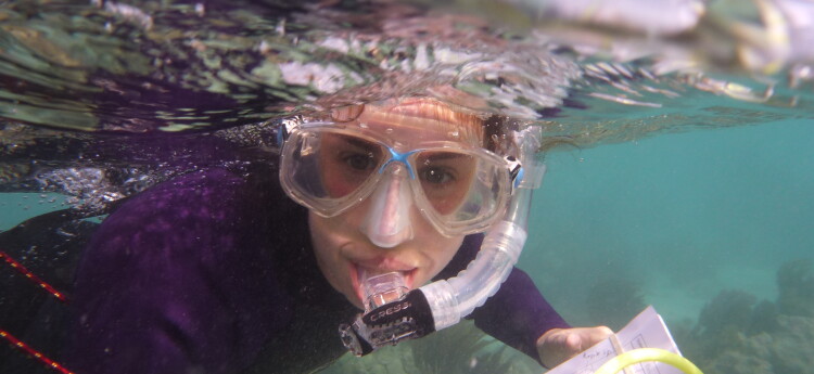Student snorkeling in Costa Rica