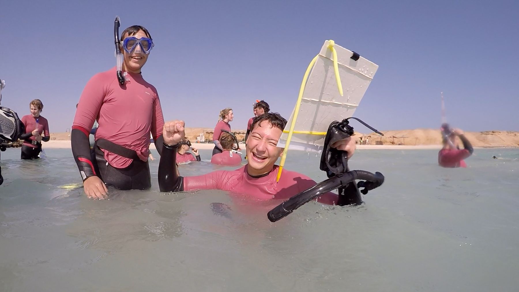 Students snorkelling in Egypt