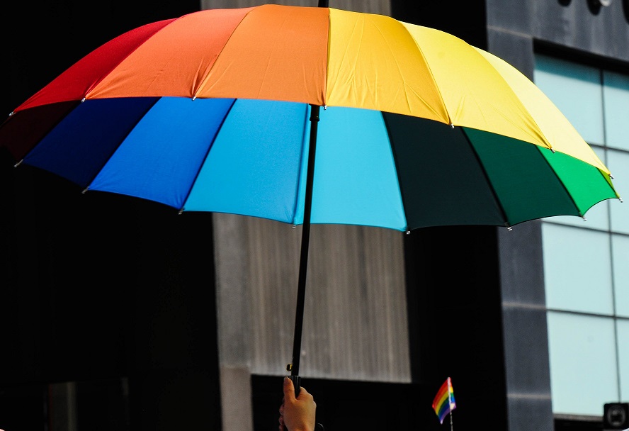 a rainbow umbrella