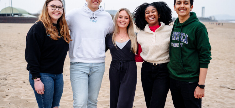 students on beach 