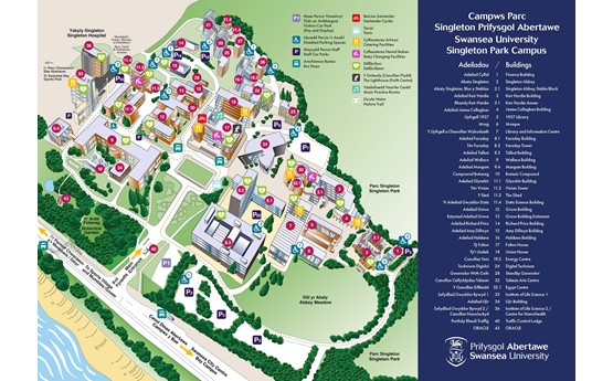 Map o Gampws Parc Singleton 
