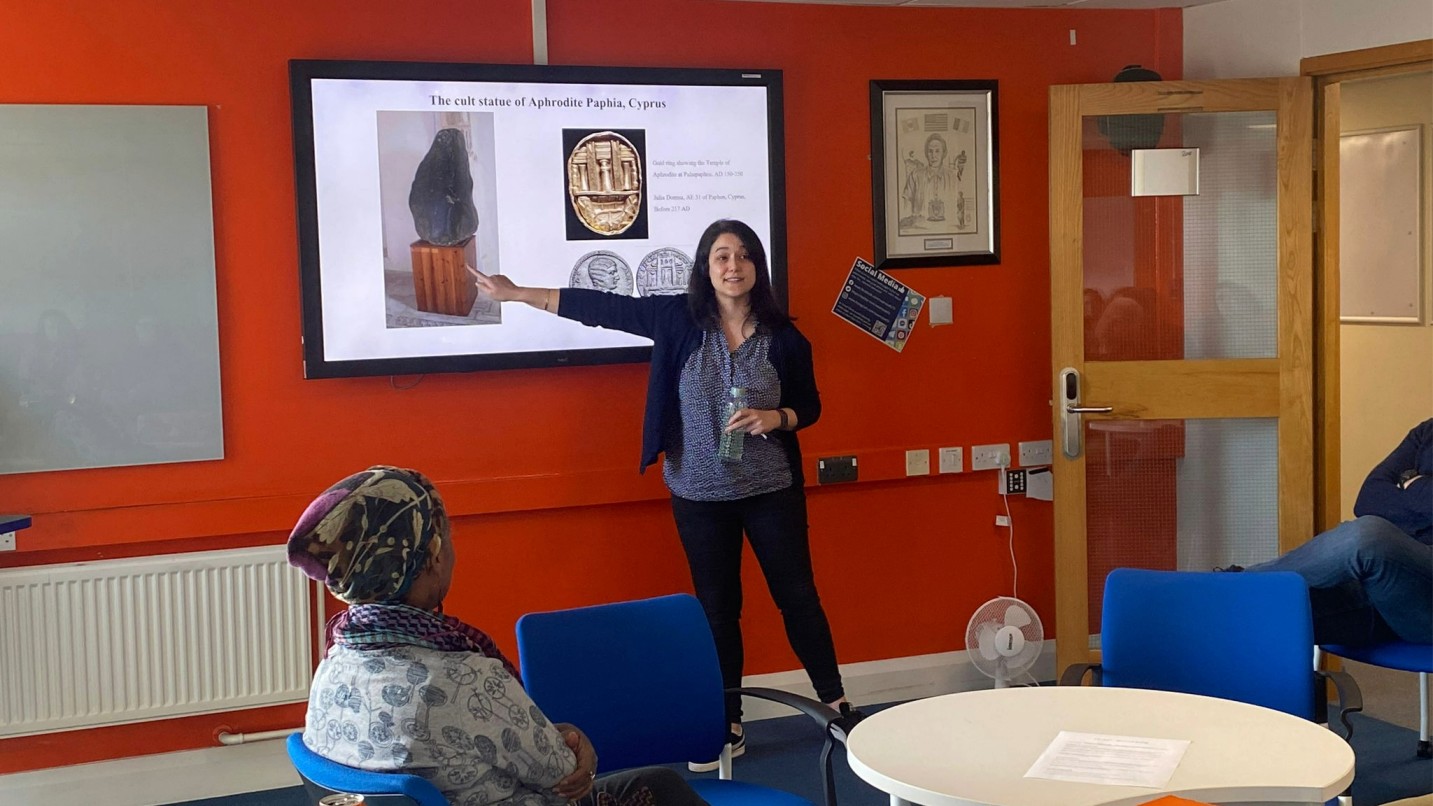 woman presenting at panel