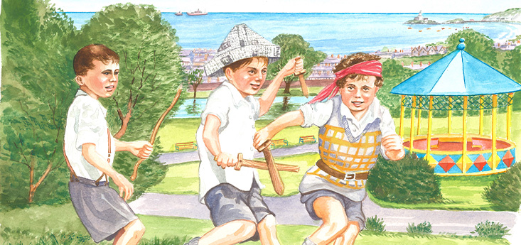 'Dylan and Friends in Cwmdonkin Park' gan Jeff Phillips