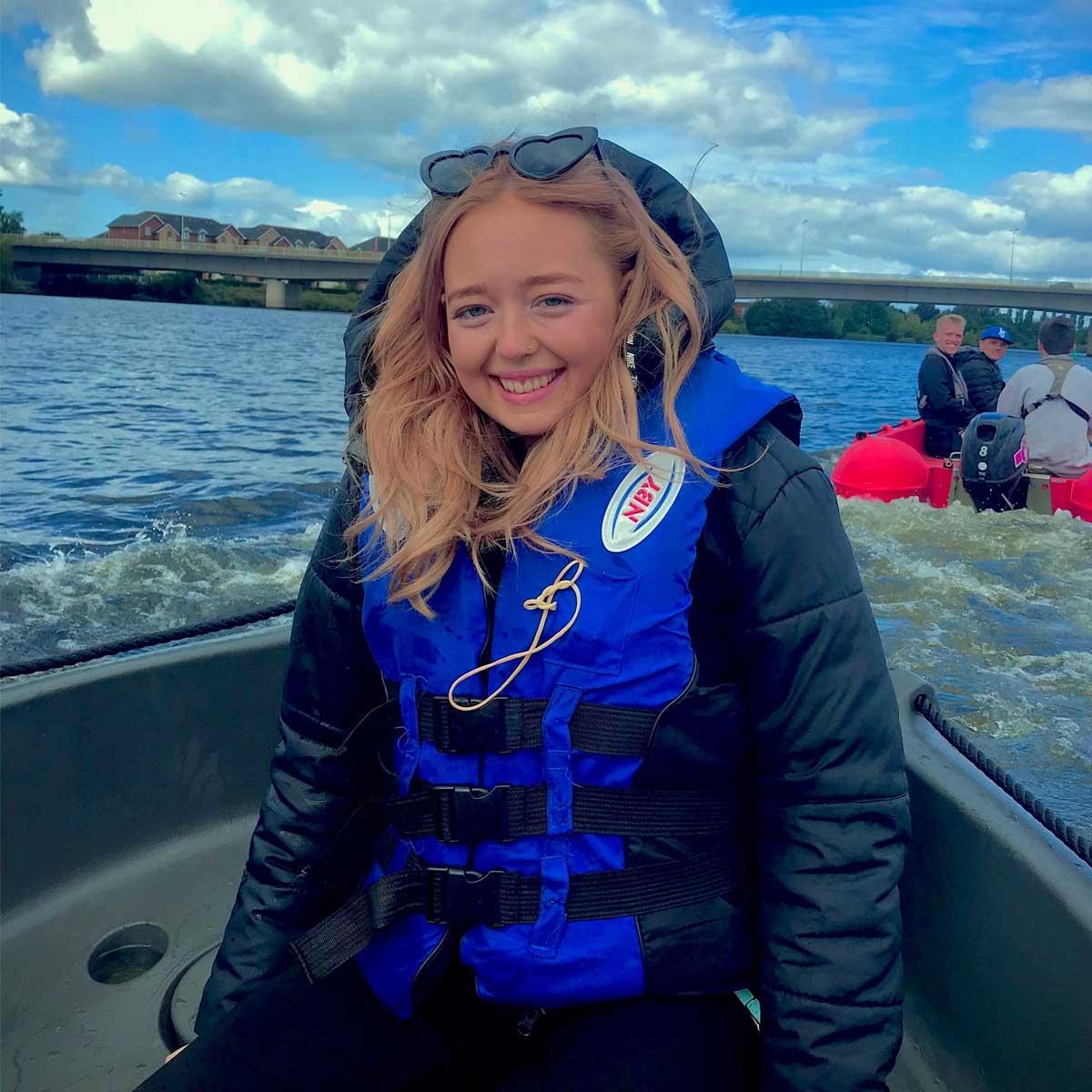 A photo of Rebecca on a boat