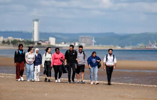Students on the beach