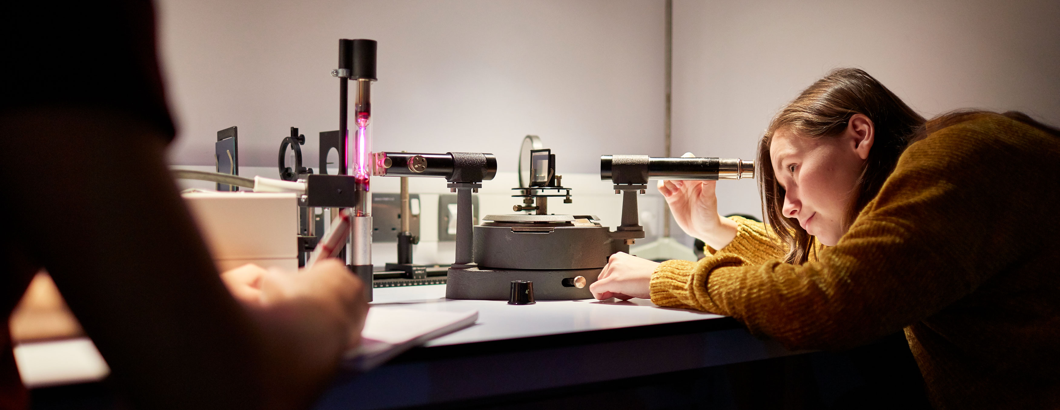 Students in optics lab