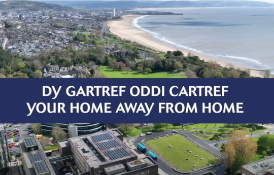 Drôn wedi'i saethu dros Gampws Singleton