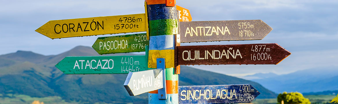 Arwyddbost sy'n edrych yn gymhleth mewn iaith dramor