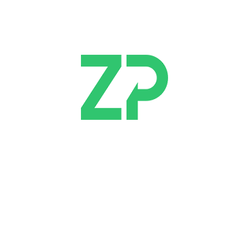 ZP logo gwyrdd ar wyn