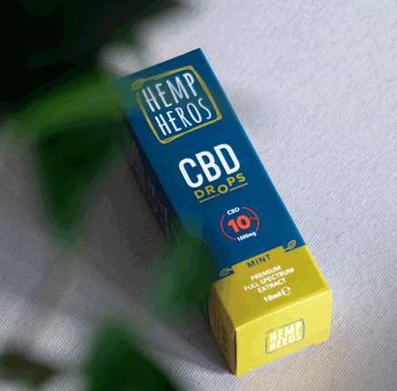 hemp heros cbd oil product in its boxed packaging