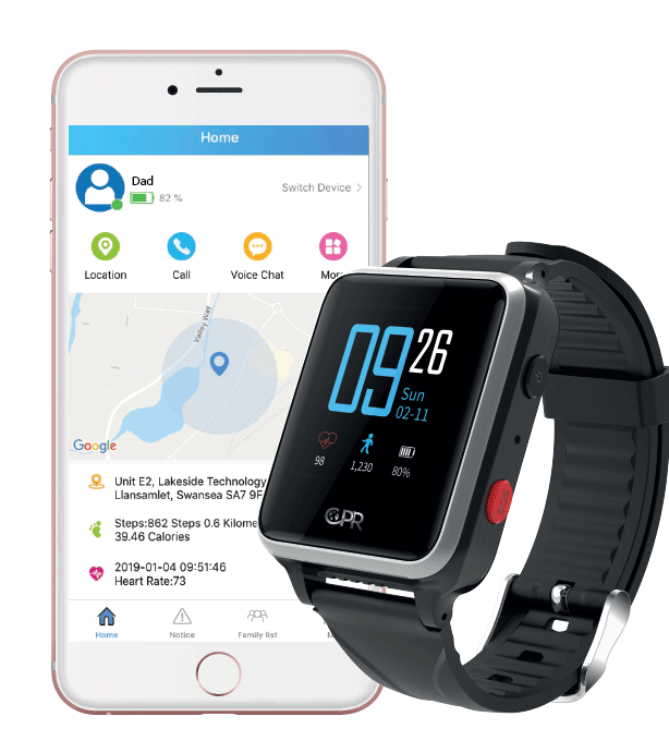 image of cpr global tech smart watch used for dementia care