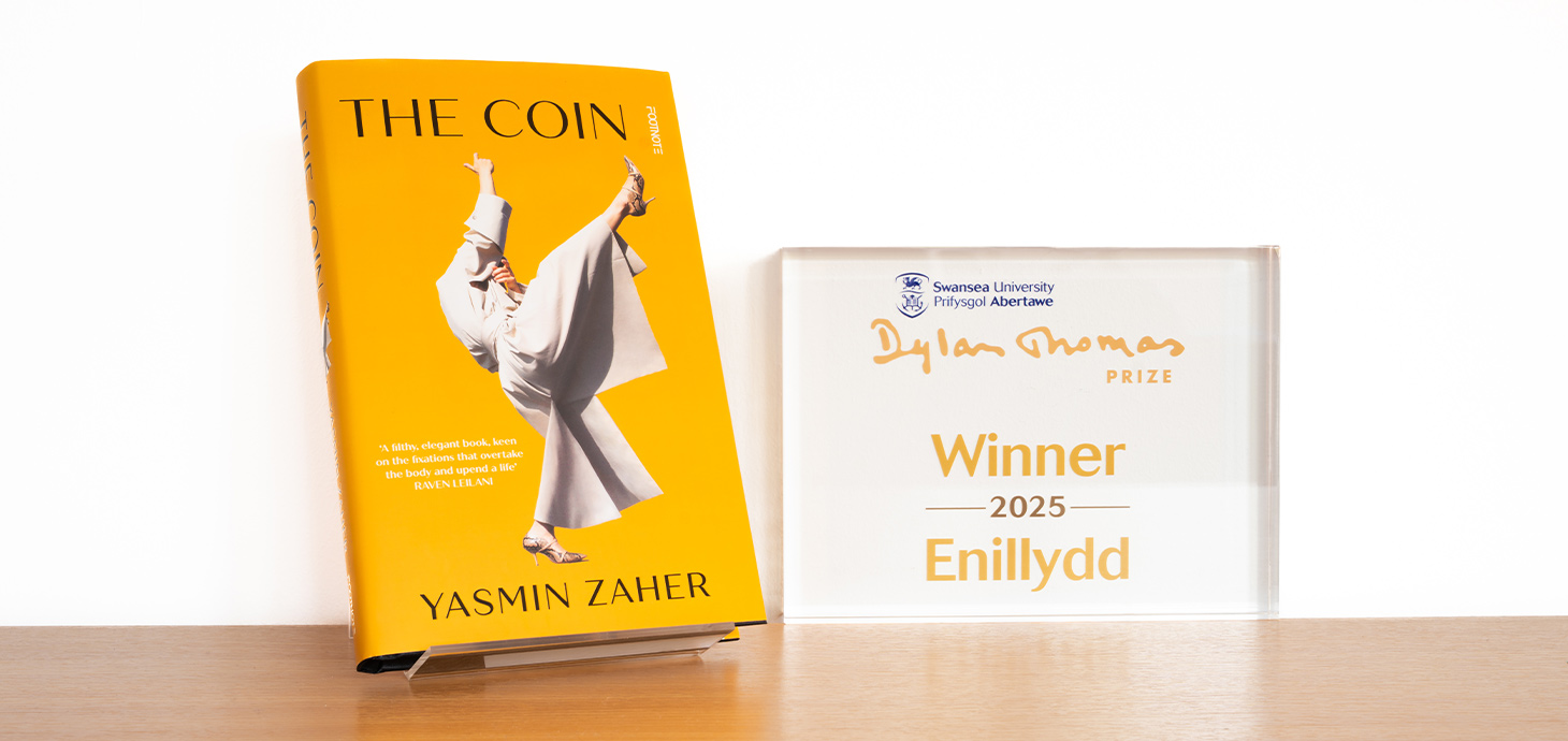 The winning book alongside trophy