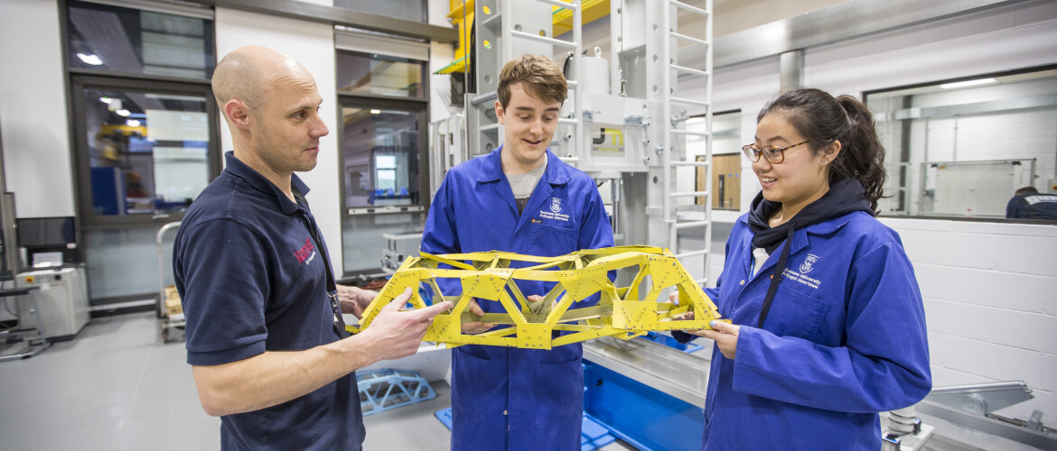 Students and technician in Structures Teaching Lab 