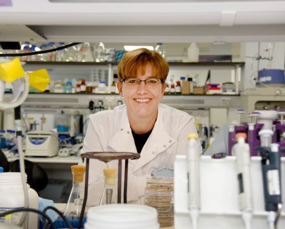 Geertje is pictured in the ILS1 microbiology lab
