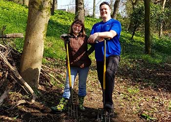Swansea University grounds volunteers digging