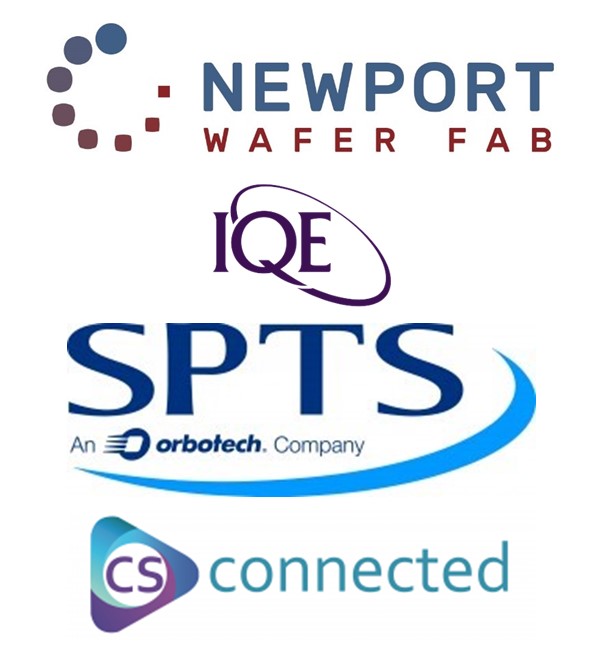 Logos Newport Wafer Fab, SPTS, IQE a CS Connected logos
