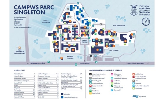 Map o Gampws Parc Singleton 